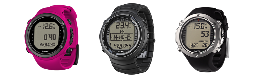 Suunto D4i Novo Pink、Suunto DX Black Titanium、Suunto D6i Novo Stone