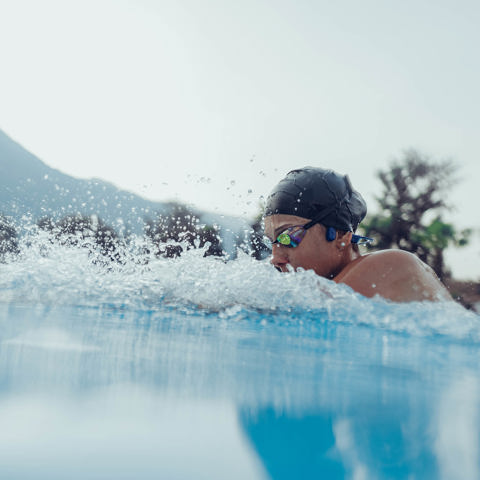 Casque De Natation Suunto Aqua à Conduction Osseuse - Bleu, étanche, Musique Sans Fil