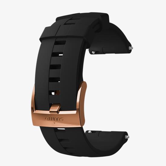 Black/Copper 24mm silicone Suunto sports watch strap