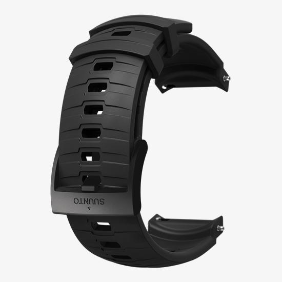 Black 24mm silicone Suunto watch strap for sports and exploration