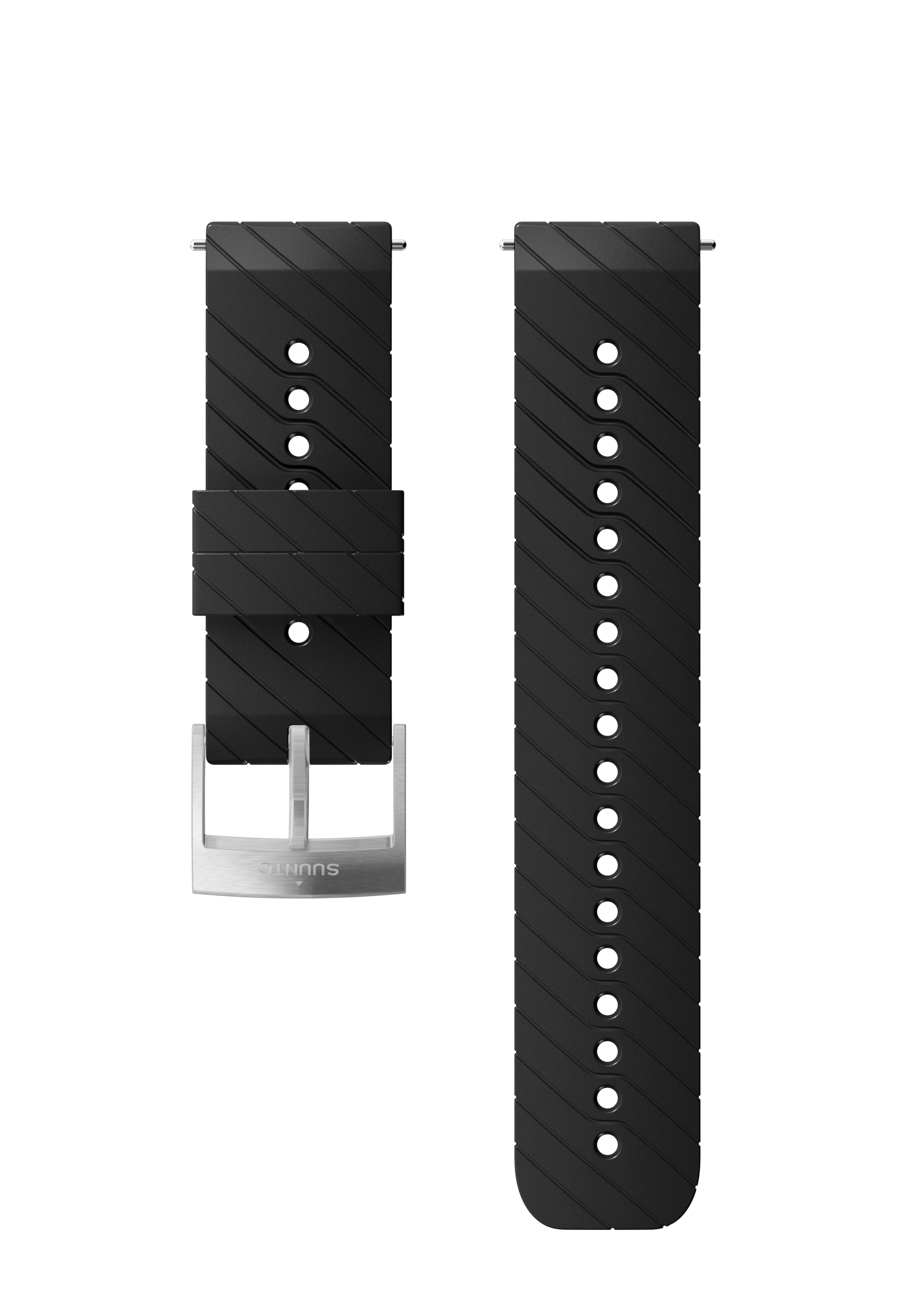 Black 24mm silicone Suunto watch strap 