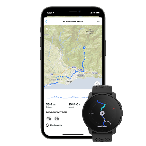 Suunto 9 Peak route planning with Suunto App
