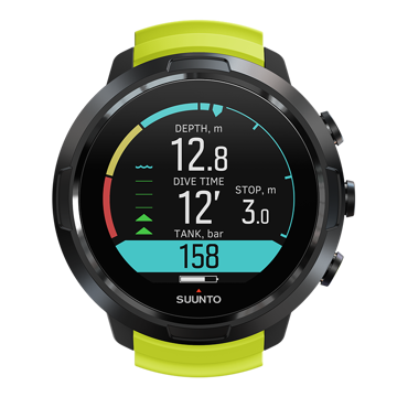 Suunto D5 Black Lime dive computer with color screen and exchangeable straps