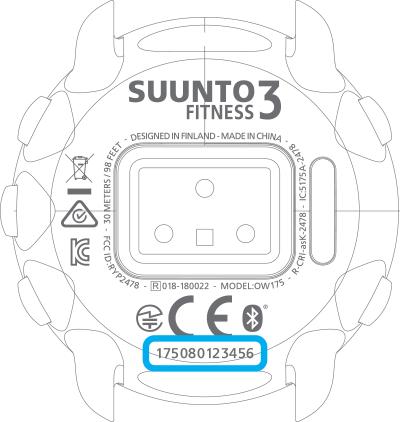 Número de serie de Suunto 3 Fitness