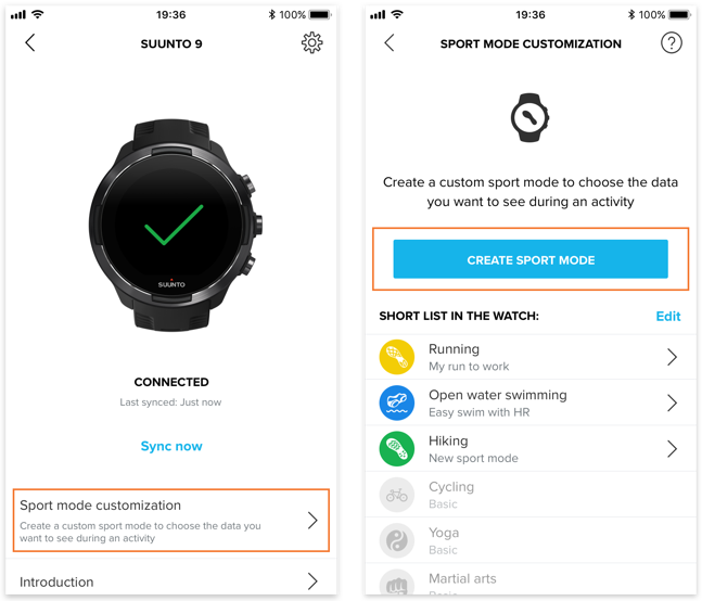 Suunto 앱에서 사용자 정의 스포츠 모드를 만드는 방법