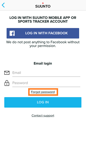 Suunto Apps für iOS – wie kann ich mein Passwort ändern – 2. Schritt