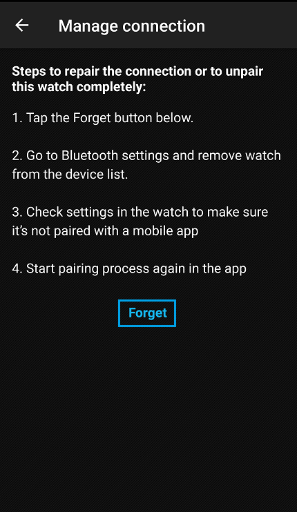 Forget watch from Suunto app.