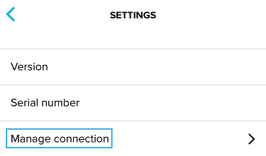 Manage connection in settings menu.