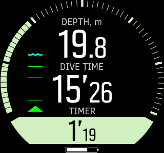 Suunto D5 – dyka i läget Gauge