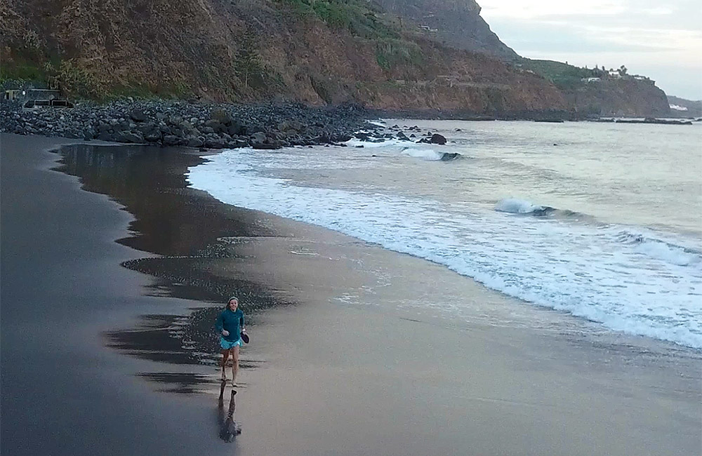 Emelie Forsberg's morning run on the beach. Tenerife, Spain.
