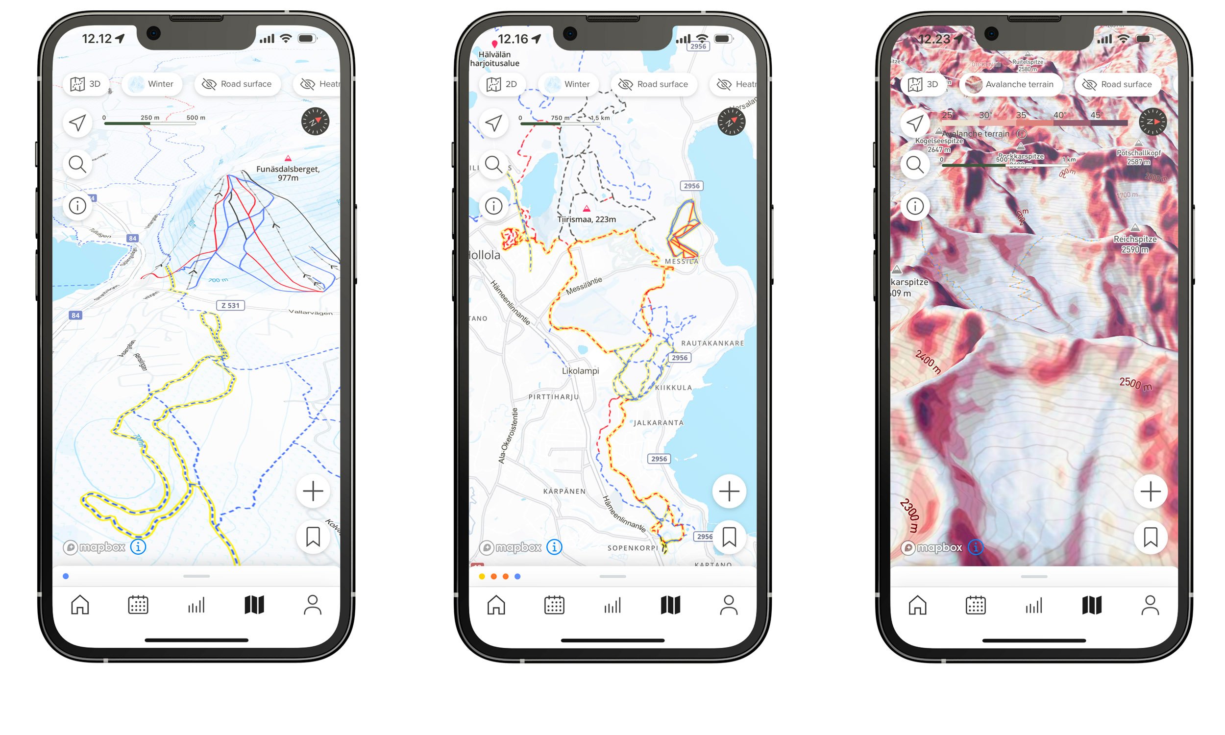 The new Winter map layer in Suunto app