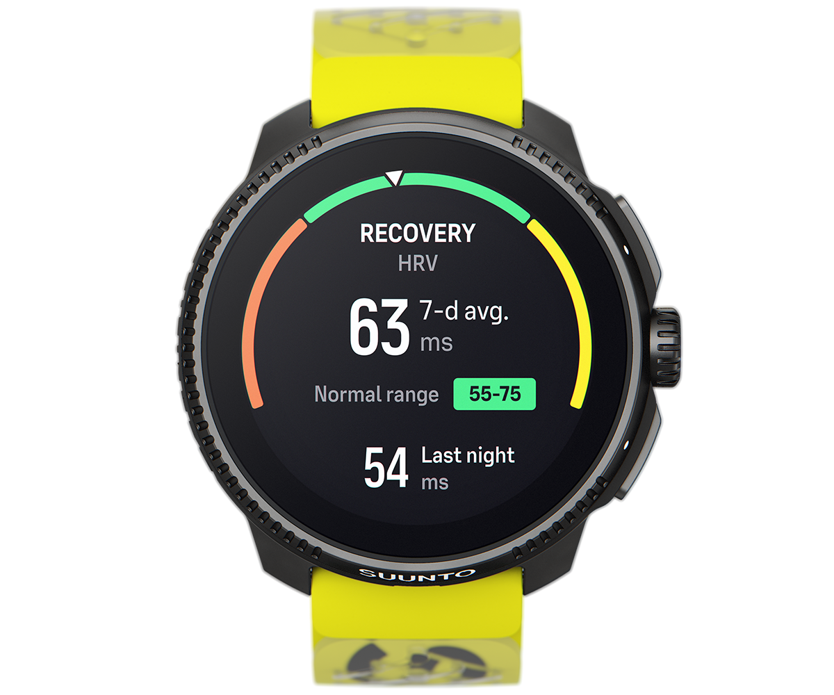Suunto defines an individual's normal range over 60 days, comparing the rolling seven-day average with that baseline.