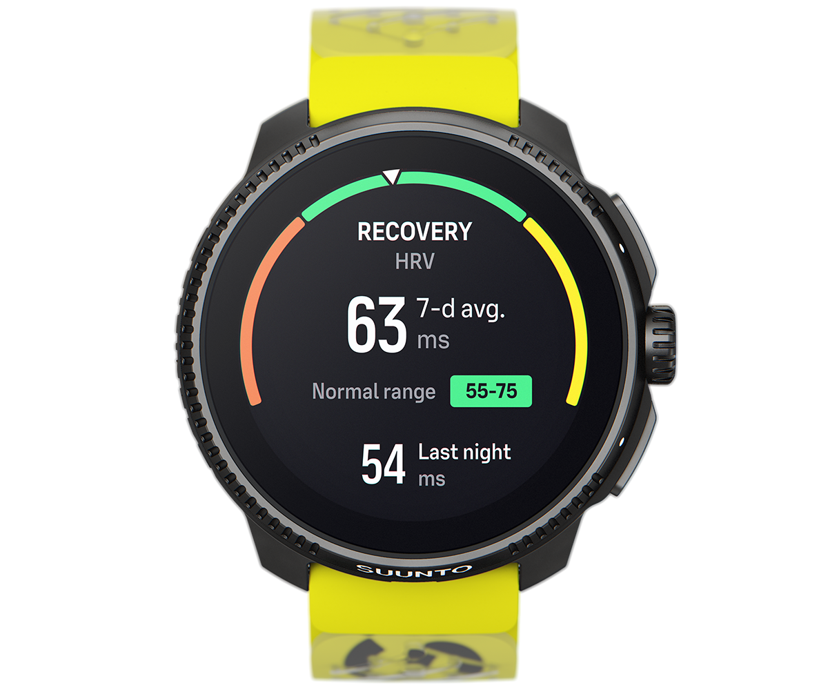 Suunto defines an individual's normal range over 60 days, comparing the rolling seven-day average with that baseline.