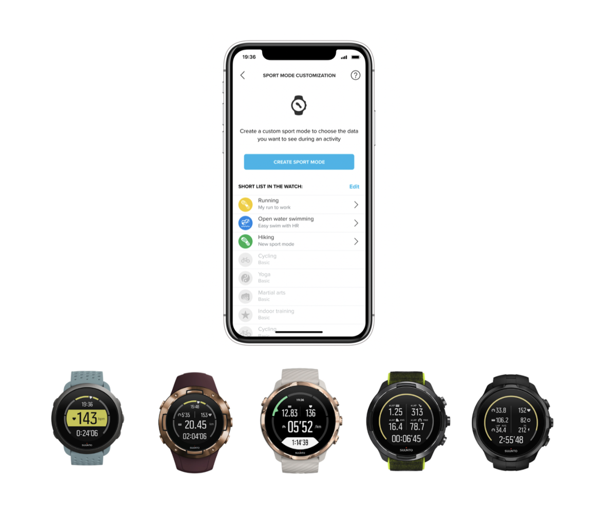 How do I modes with Suunto app